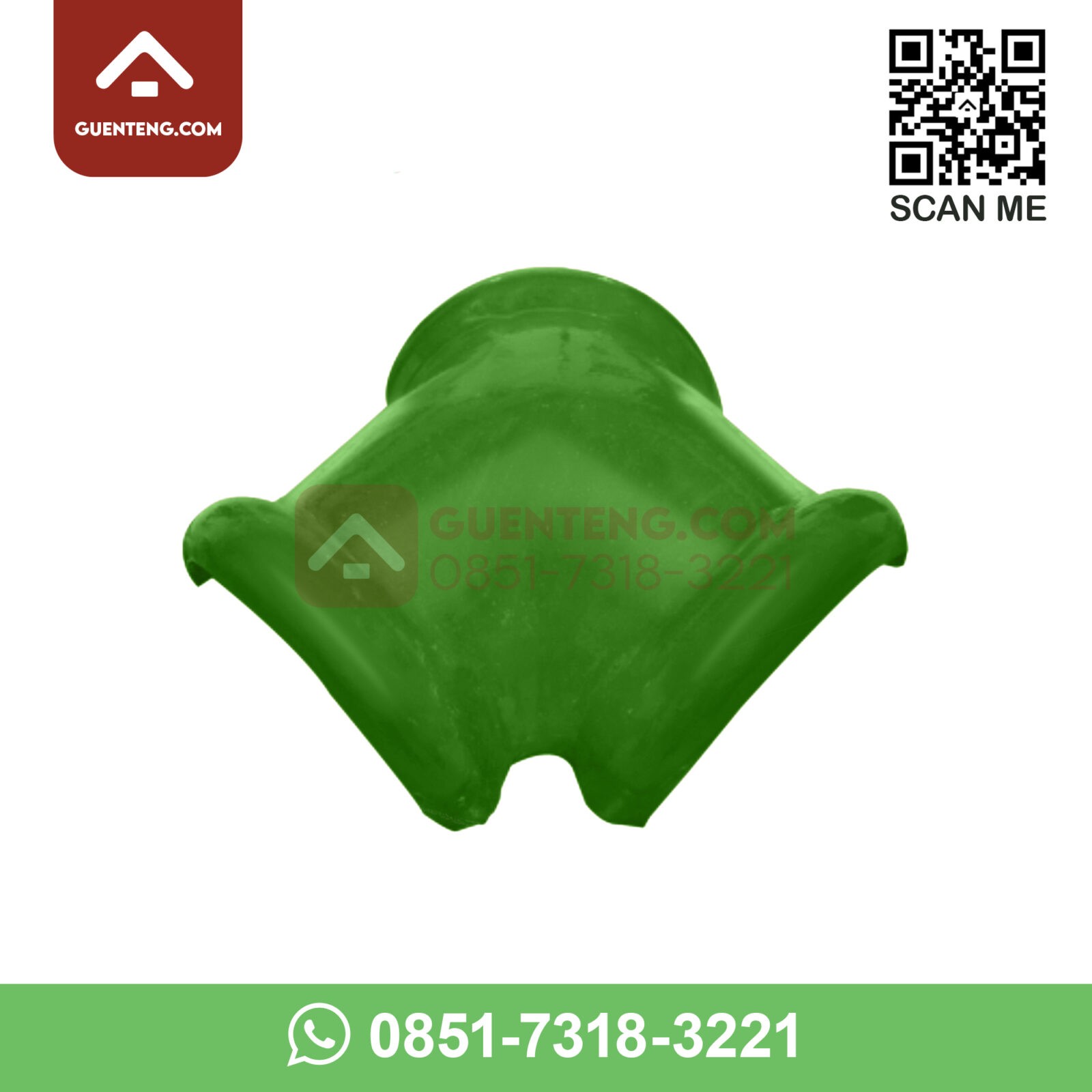 M-8C Nok 3 Arah (3 Forked Ridge) Aksesoris Genteng Keramik M Class Warna Matt Green – Hijau – Ijo