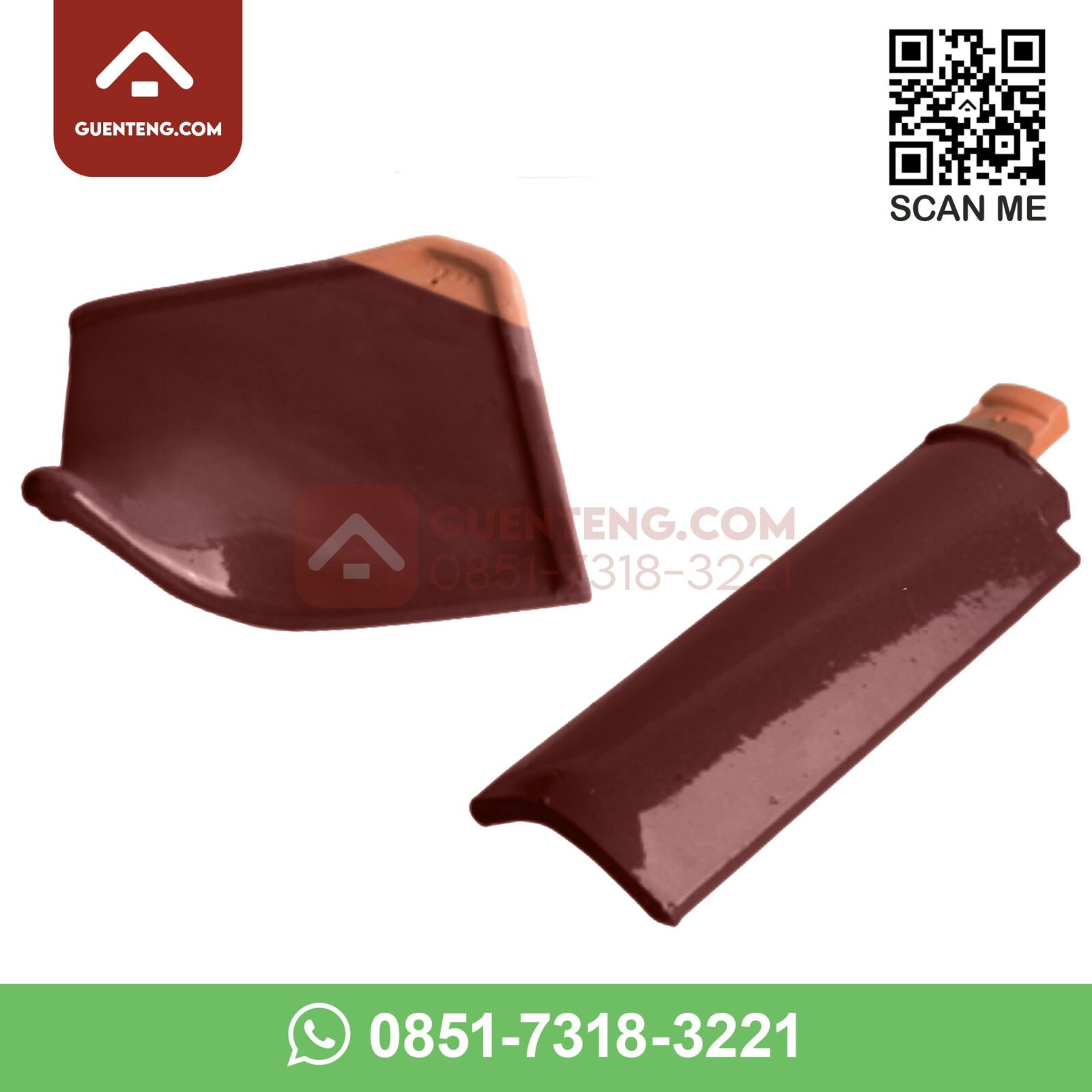 M-9 & M-9A Hiasan Ujung Jurai (Special Hip End) Aksesoris Genteng Keramik M Class Warna Maroon – Merah Marun