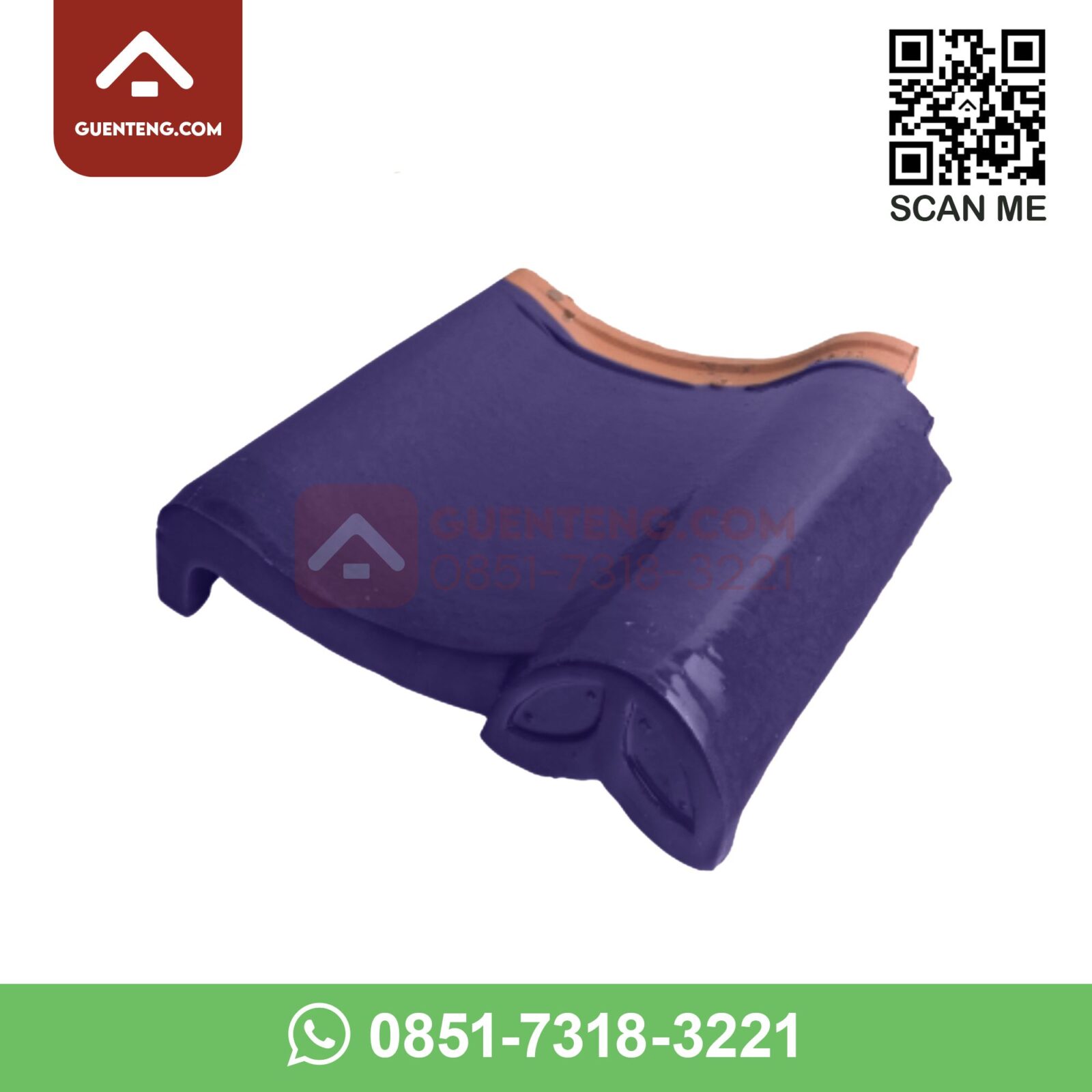 M3-HA Lisplang Kiri Hiasan Akhir (Left Special Gable) Aksesoris Genteng Keramik M Class Warna Glossy Purple Blue – Ungu Biru