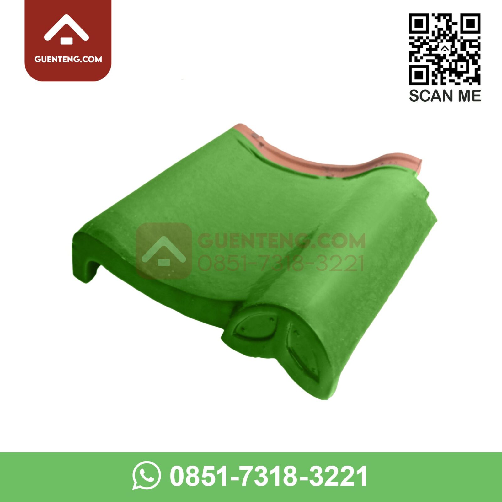 M3-HA Lisplang Kiri Hiasan Akhir (Left Special Gable) Aksesoris Genteng Keramik M Class Warna Matt Green – Hijau – Ijo