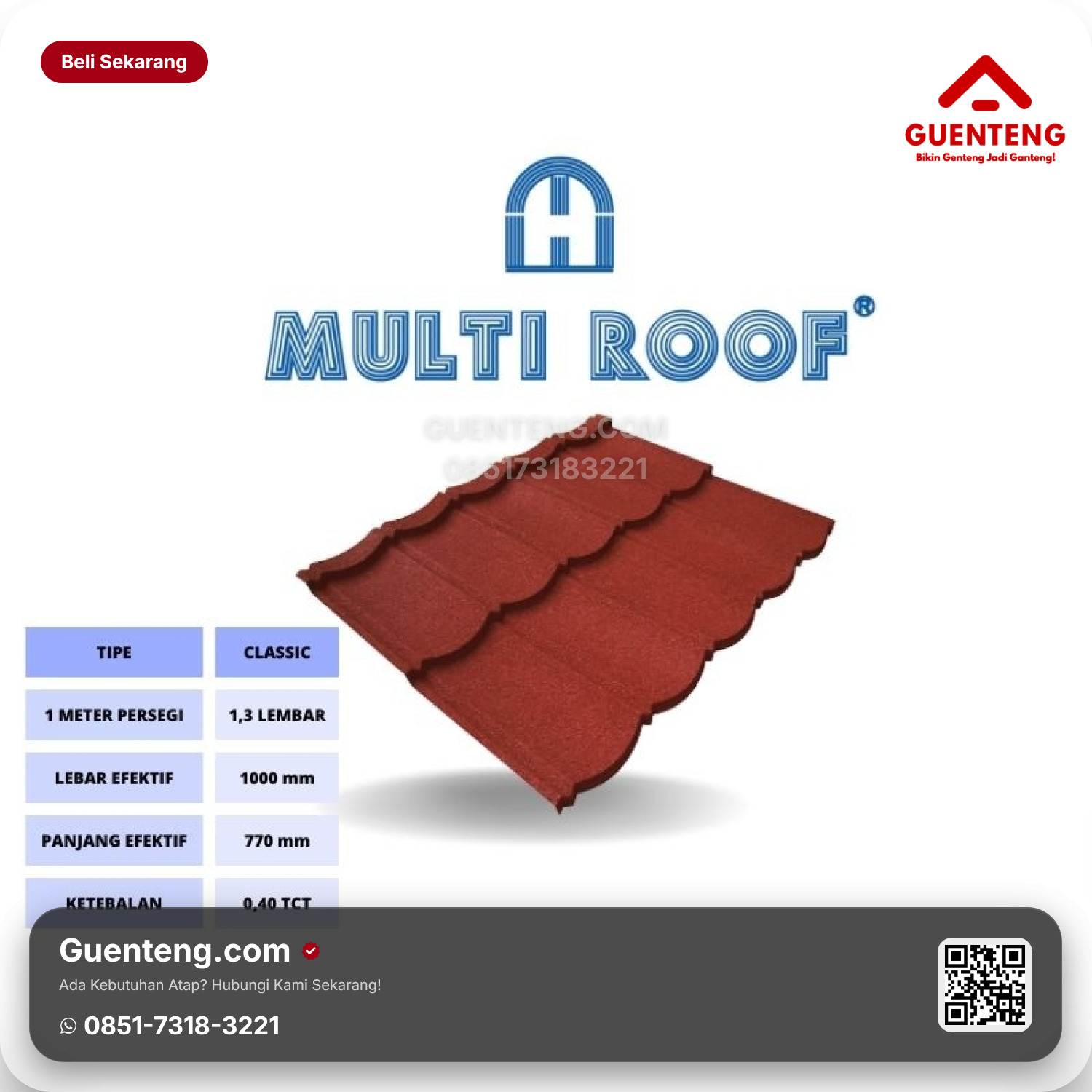 Distributor Resmi GENTENG MSC 2X5 PRETTY MAROON Terlengkap & Bergaransi