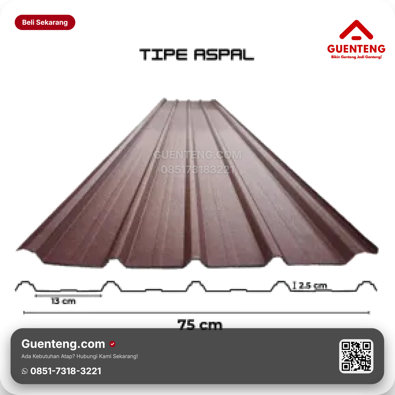 Atap Spandek Metal Ferdam FRD-201 Gelombang 5 (75cm)