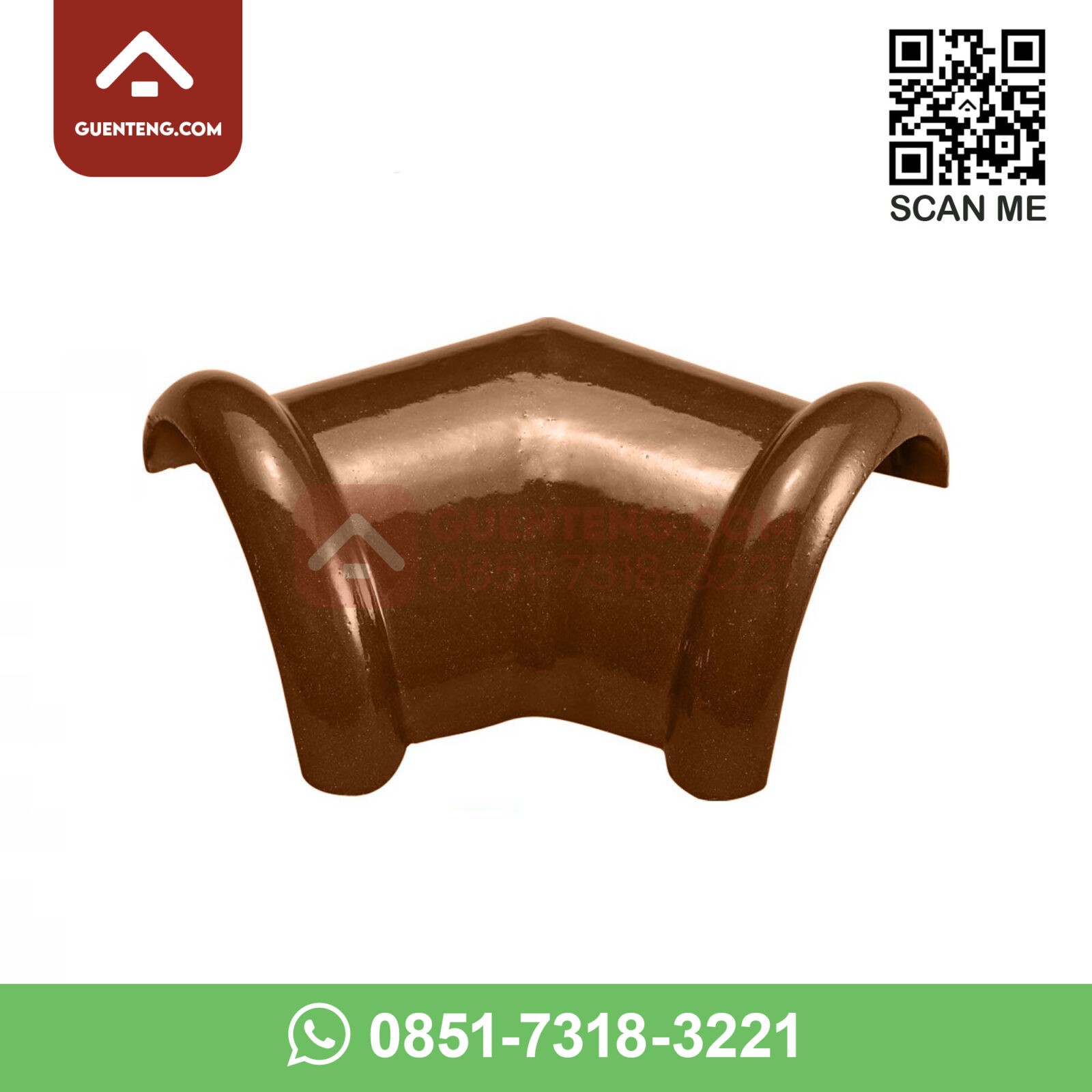 Nok 2 Arah (135��) KE 10 D Kanmuri Espanica Warna Medi Brown nok 2 arah 135 ke 10 d aksesoris genteng keramik kanmuri espanica warna medi brown coklat cokelat
