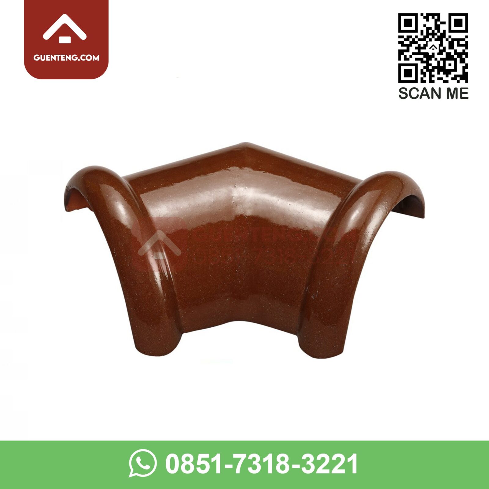 Nok 2 Arah (135��) KE 10 D Kanmuri Espanica Warna Natural nok 2 arah 135 ke 10 d aksesoris genteng keramik kanmuri espanica warna natural coklat cokelat