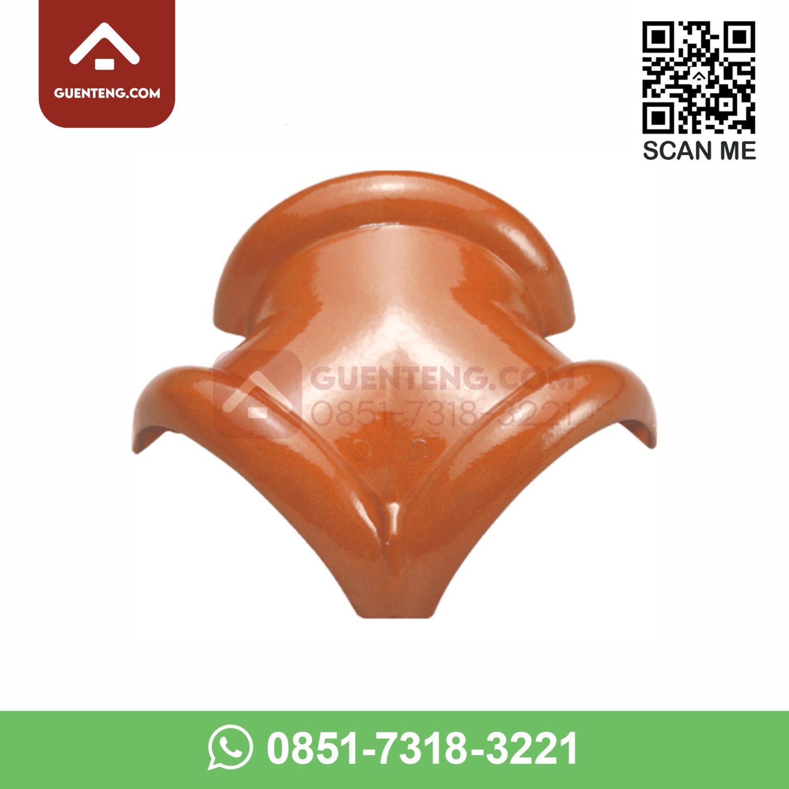 Nok 3 Arah Kanan KM 8 A Kanmuri Milenio Warna Unglazed – Non Glazur nok 3 arah kanan km 8 a aksesoris genteng keramik kanmuri milenio warna unglazed non glazur
