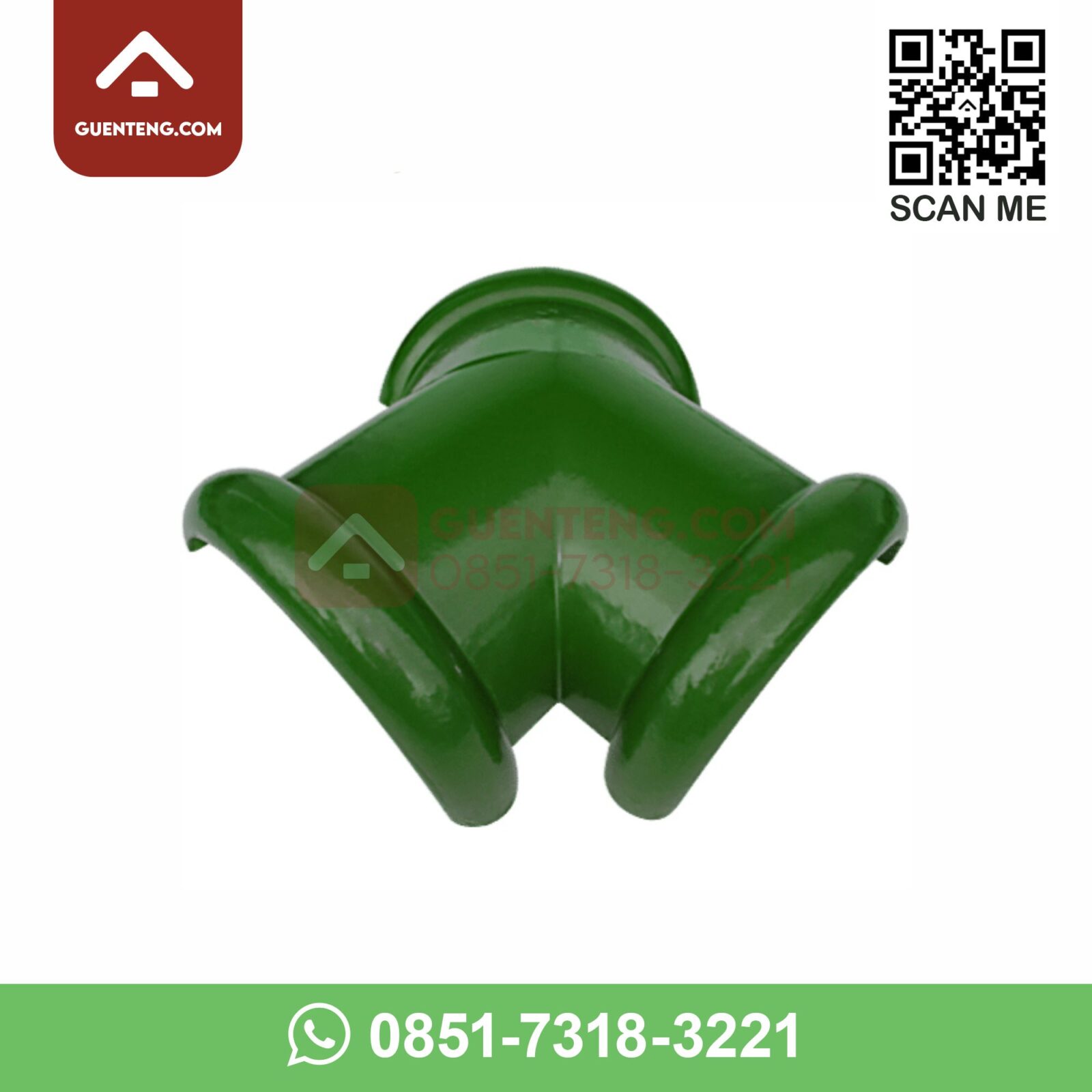 Nok 3 Arah KE 8 C Kanmuri Espanica Warna Green – Hijau – Ijo nok 3 arah ke 8 c aksesoris genteng keramik kanmuri espanica warna green hijau ijo