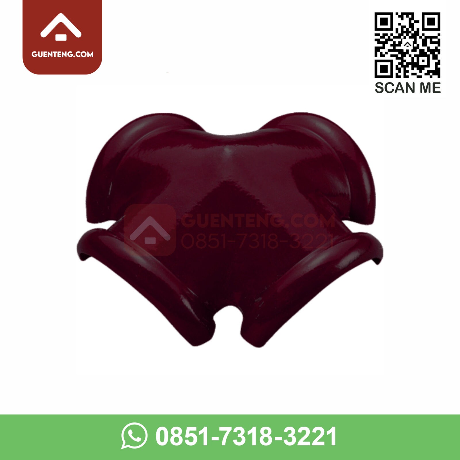Nok 4 Arah Jurai KE 11 Kanmuri Espanica Warna Wine Red nok 4 arah jurai ke 11 aksesoris genteng keramik kanmuri espanica warna wine red