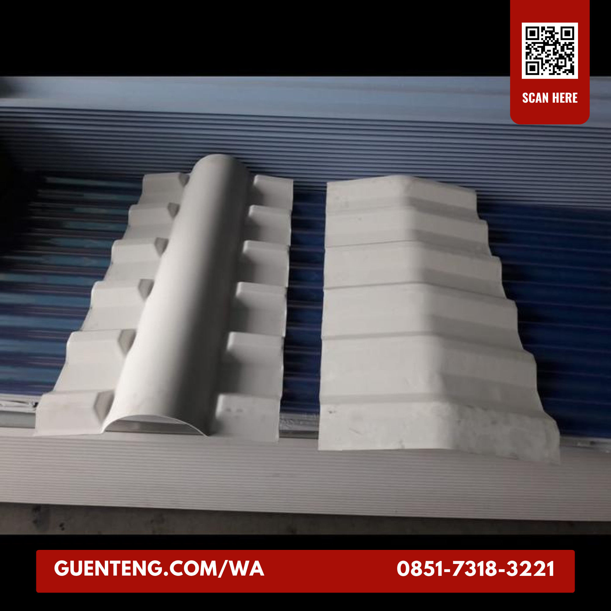 Nok Wuwungan uPVC Atap Alderon R830 10Mm Tipe C Putih