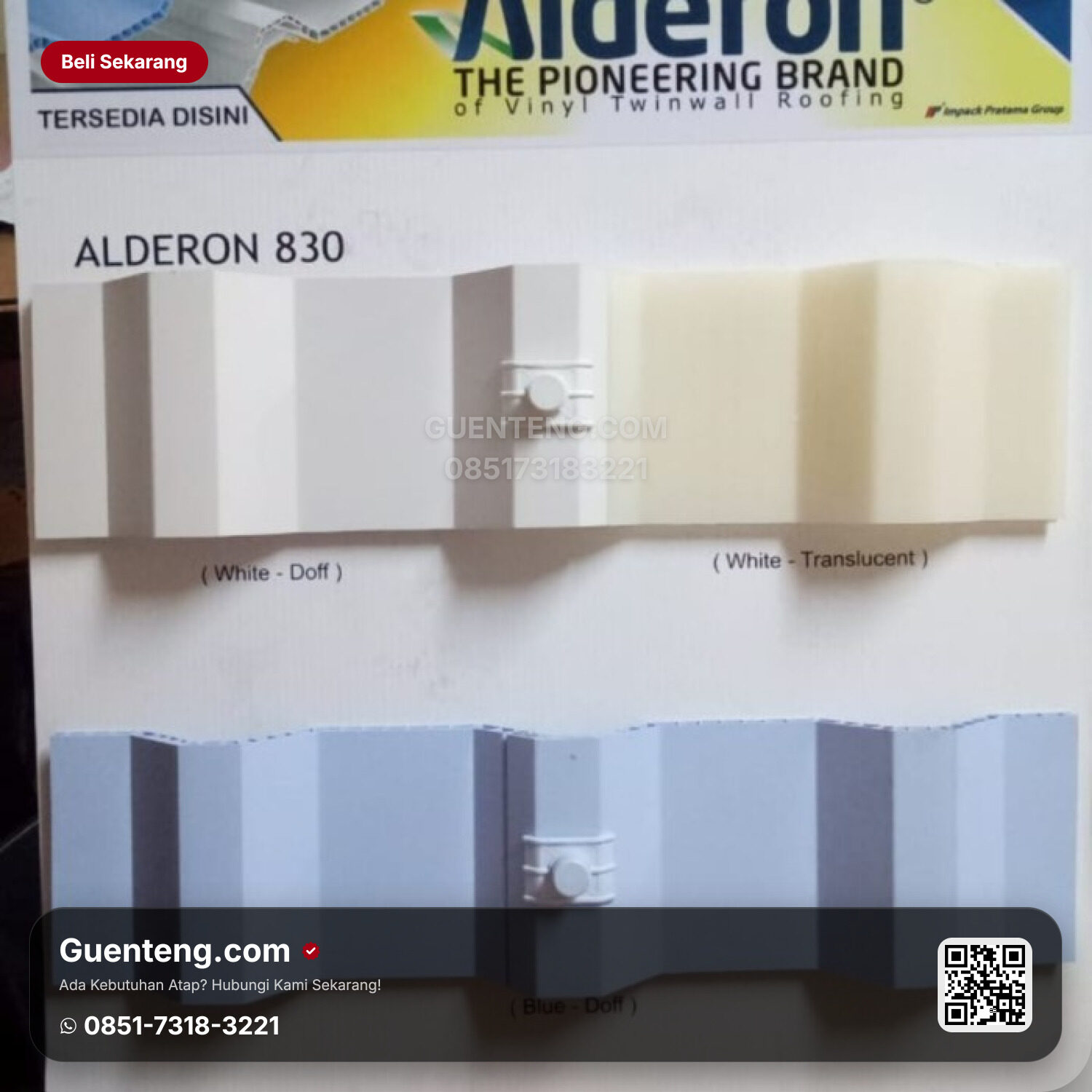 Plastik uPVC Alderon Atap Alderon 830 Semi Translucent Semi Translucent M