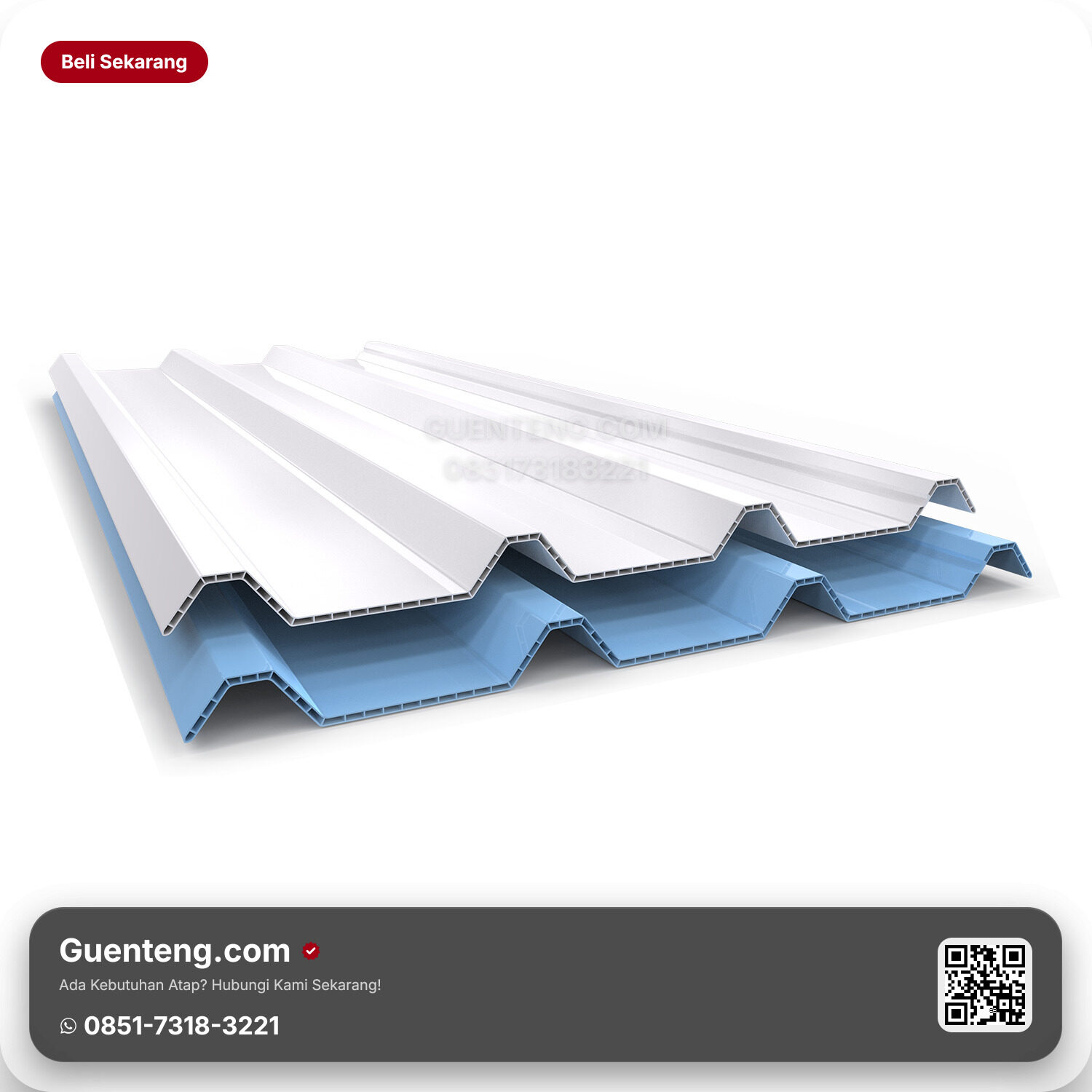 Atap Plastik uPVC Alderon 830 | Tebal: 10 mm | Efektif: 83 cm | Panjang: 1-12 meter Atap Alderon Lite 6mm