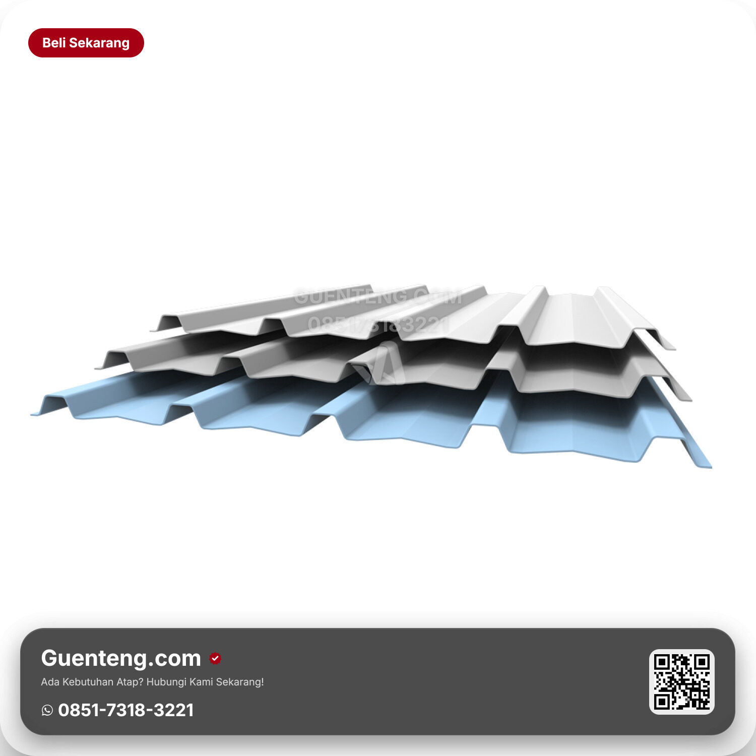Atap Plastik uPVC Alderon “ALDERON RS | Tebal: 1,2 mm | Warna: White, Blue, Lite Grey | Panjang: 3/4/5/6 meter” Atap Alderon RS Trimdek – 77 cm