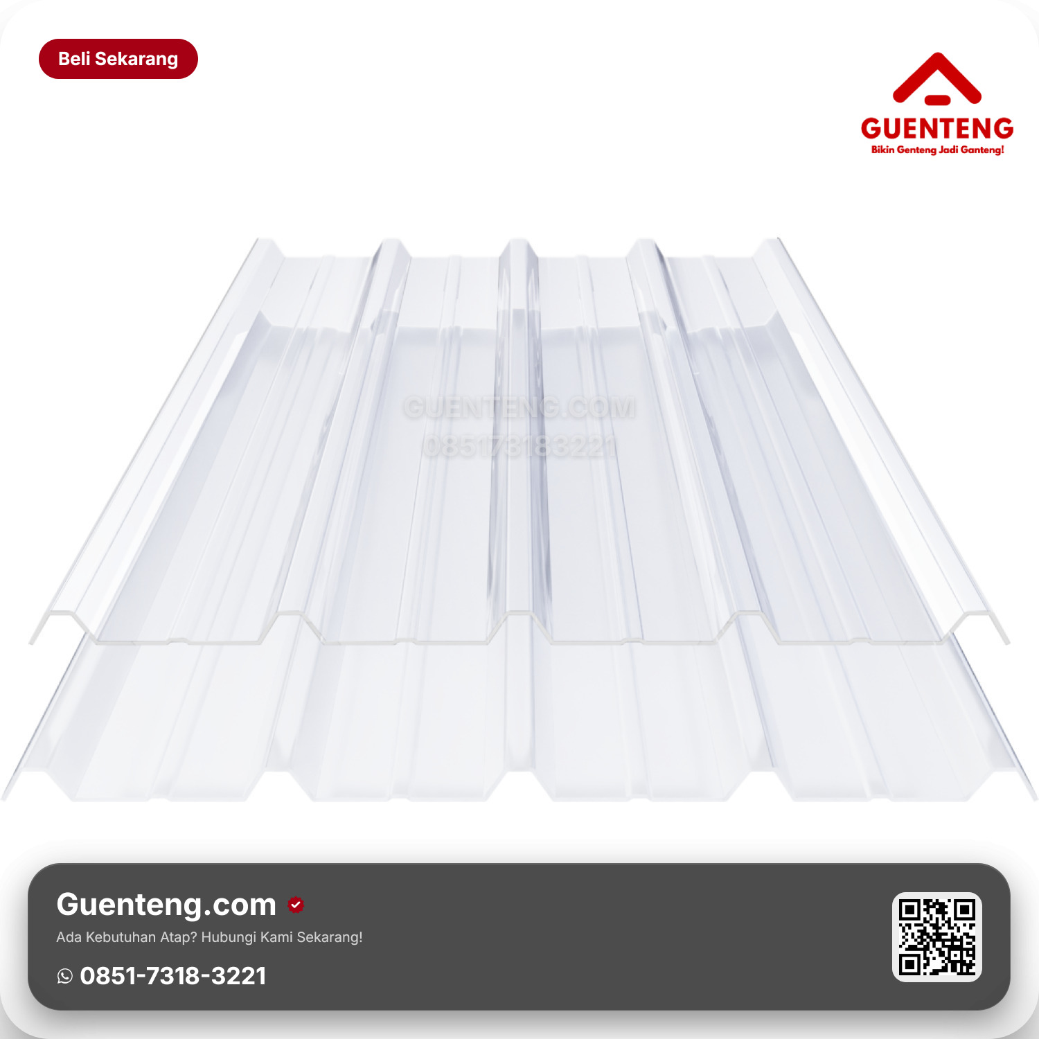 Atap Plastik uPVC Dr.Sonne Single Wall ST 750 mm Clear 1.2 (1.3 kg/m)