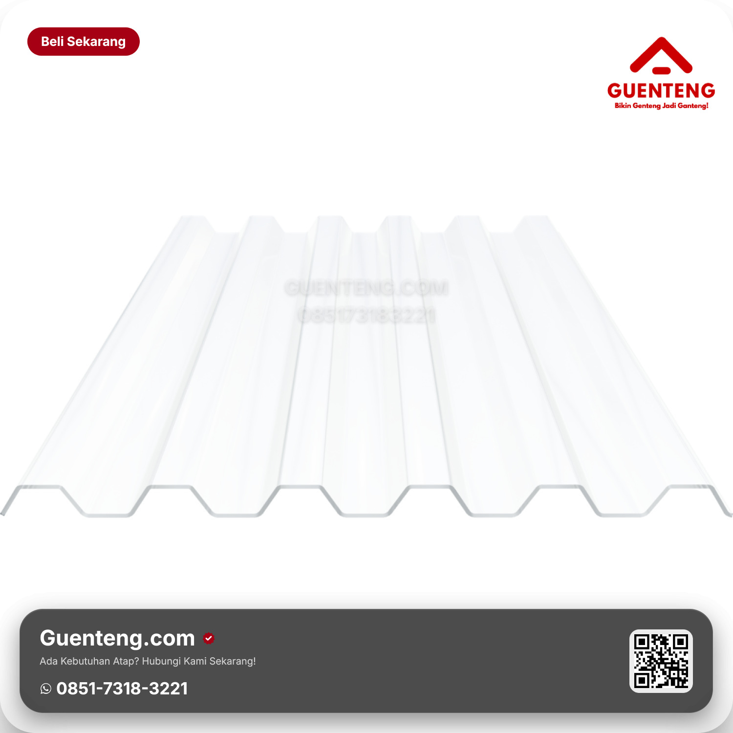 Atap Plastik uPVC Dr.Sonne Single Wall ST 836 mm Greca (1 sisi UV) Clear/CoolGrey/Bronze 0.8 (1.15 kg/m)