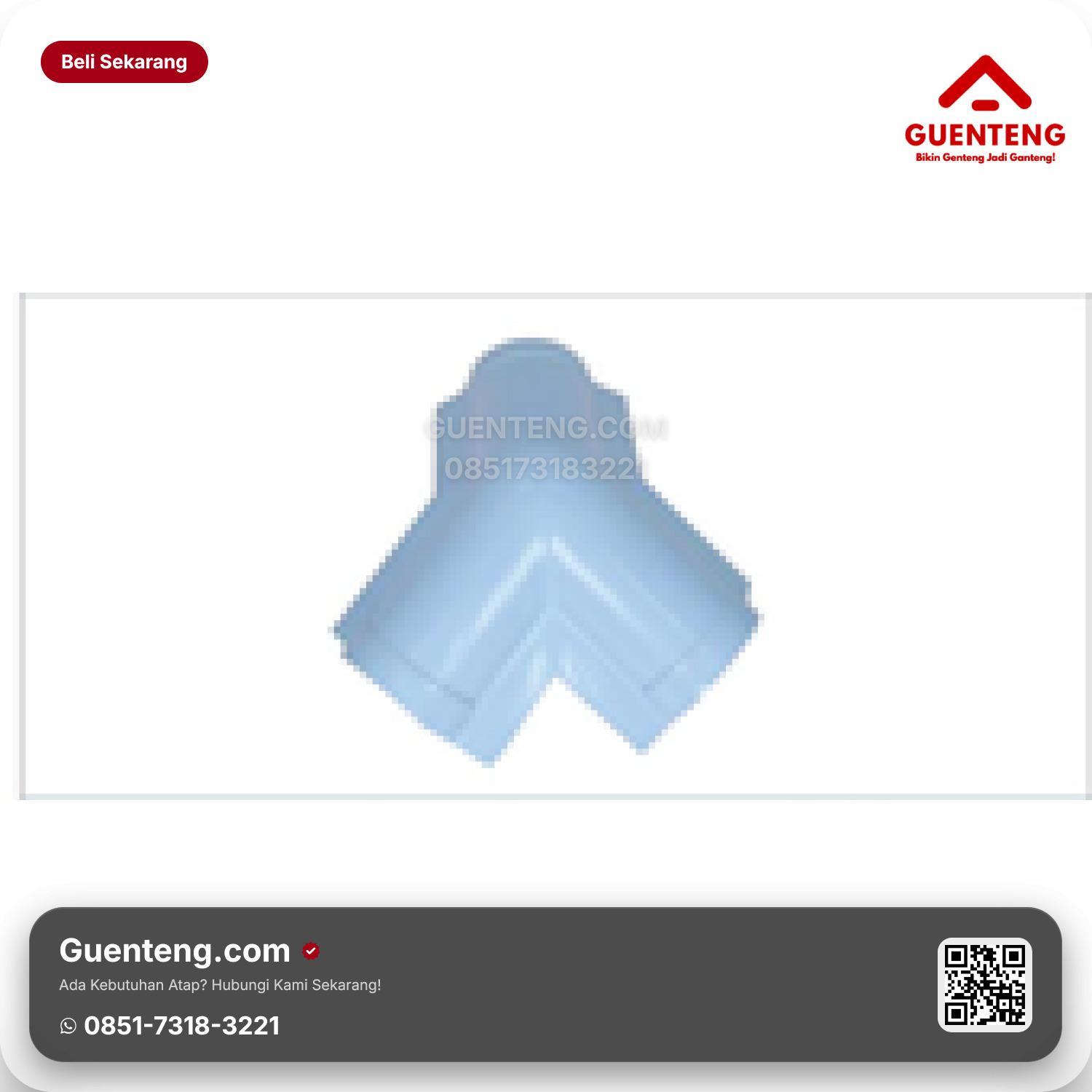 Atap Plastik uPVC ROOFTOP 3-Way Ridge Lebar 520 mm Panjang 462 (efektif mm) Warna: Putih & Biru Muda