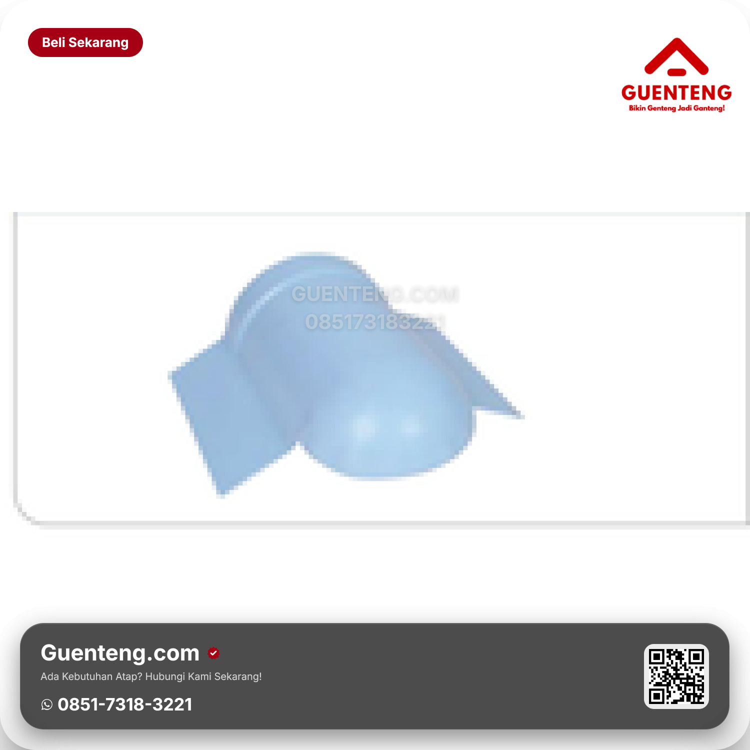 Atap Plastik uPVC ROOFTOP End Ridge Lebar 260 mm Panjang 250 (efektif 215 mm) Warna: Putih & Biru Muda
