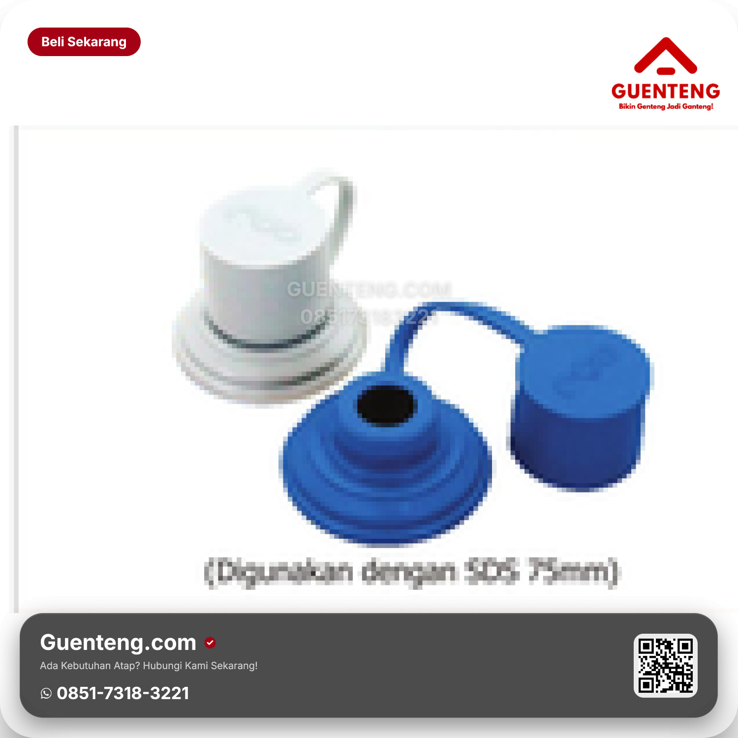 Atap Plastik uPVC ROOFTOP Roofseal® PRO Diameter 32 mm / Tutup 18.1 Warna: Biru Tua & Putih (1 pack = 15 pcs)