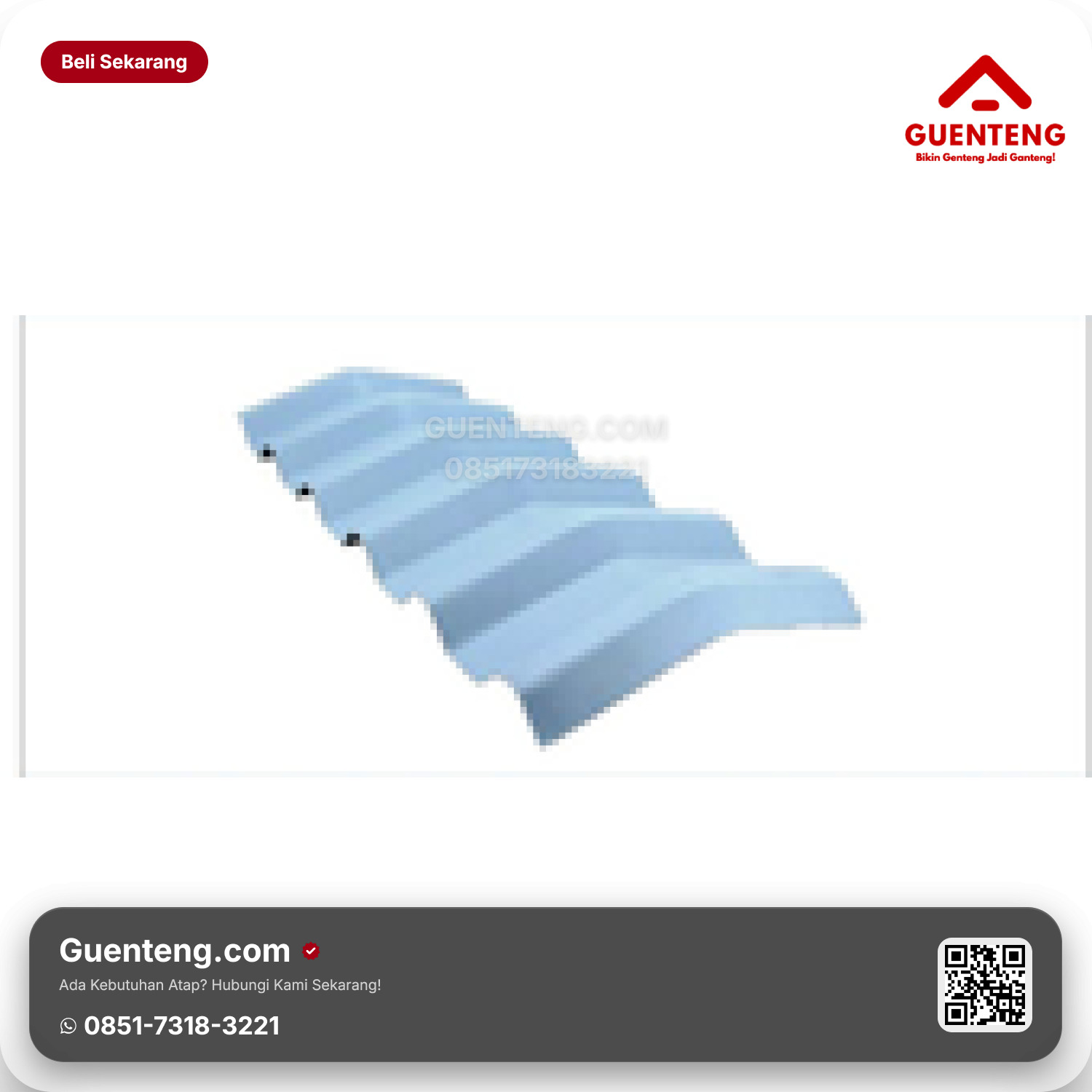 Atap Plastik uPVC Top Ridge (Wuwungan) Rooftop® A Lebar 350 mm Panjang 820 (efektif 770 mm) Warna: Putih & Biru Muda