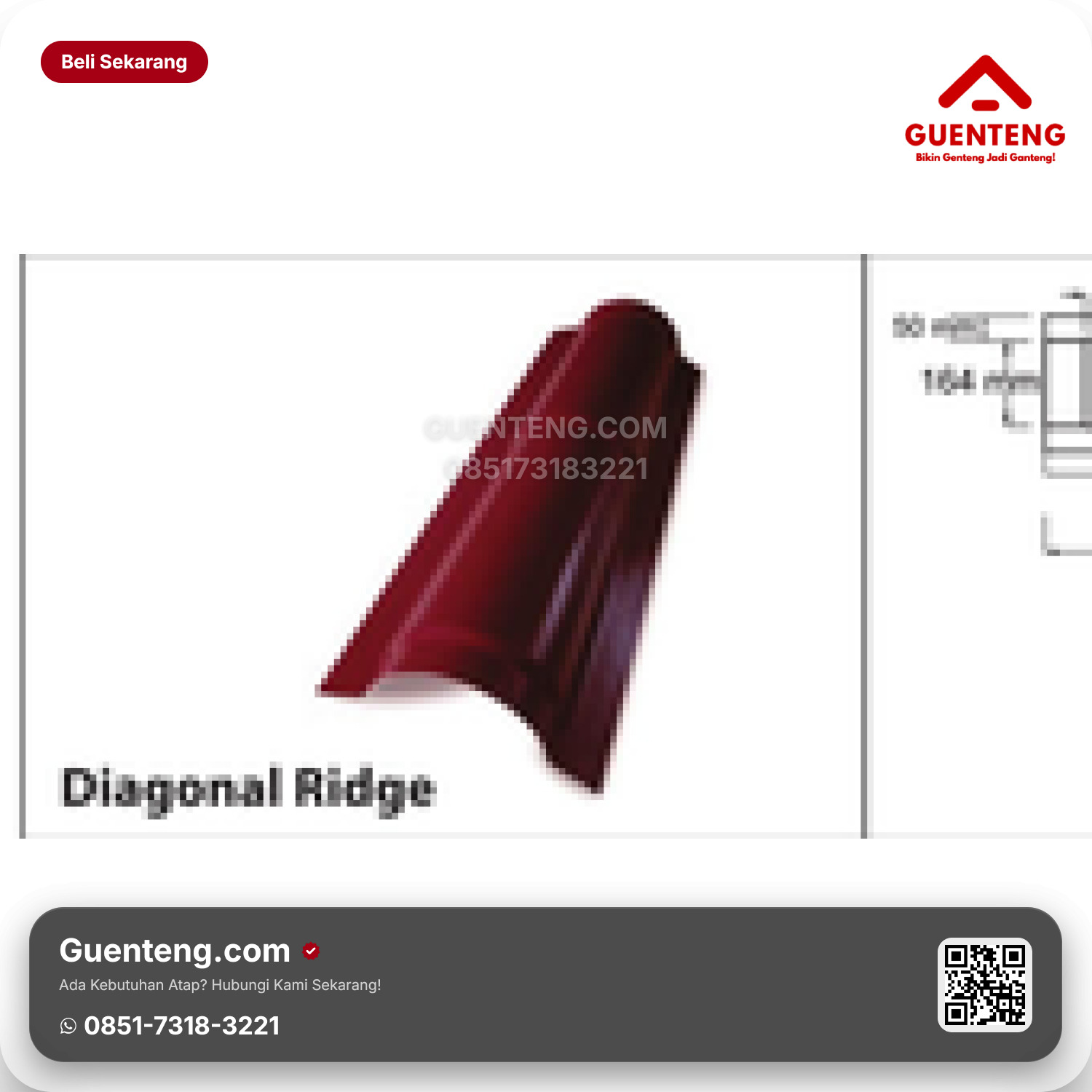 Atap Plastik uPVC ROYAL ROOF Diagonal Ridge Pilihan warna: Merah, Hijau, Abu