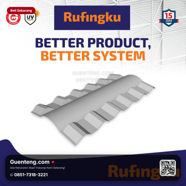 Plastik uPVC Rufingku Aksesoris Nok uPVC Rufingku 860 Grey White Black Blue M