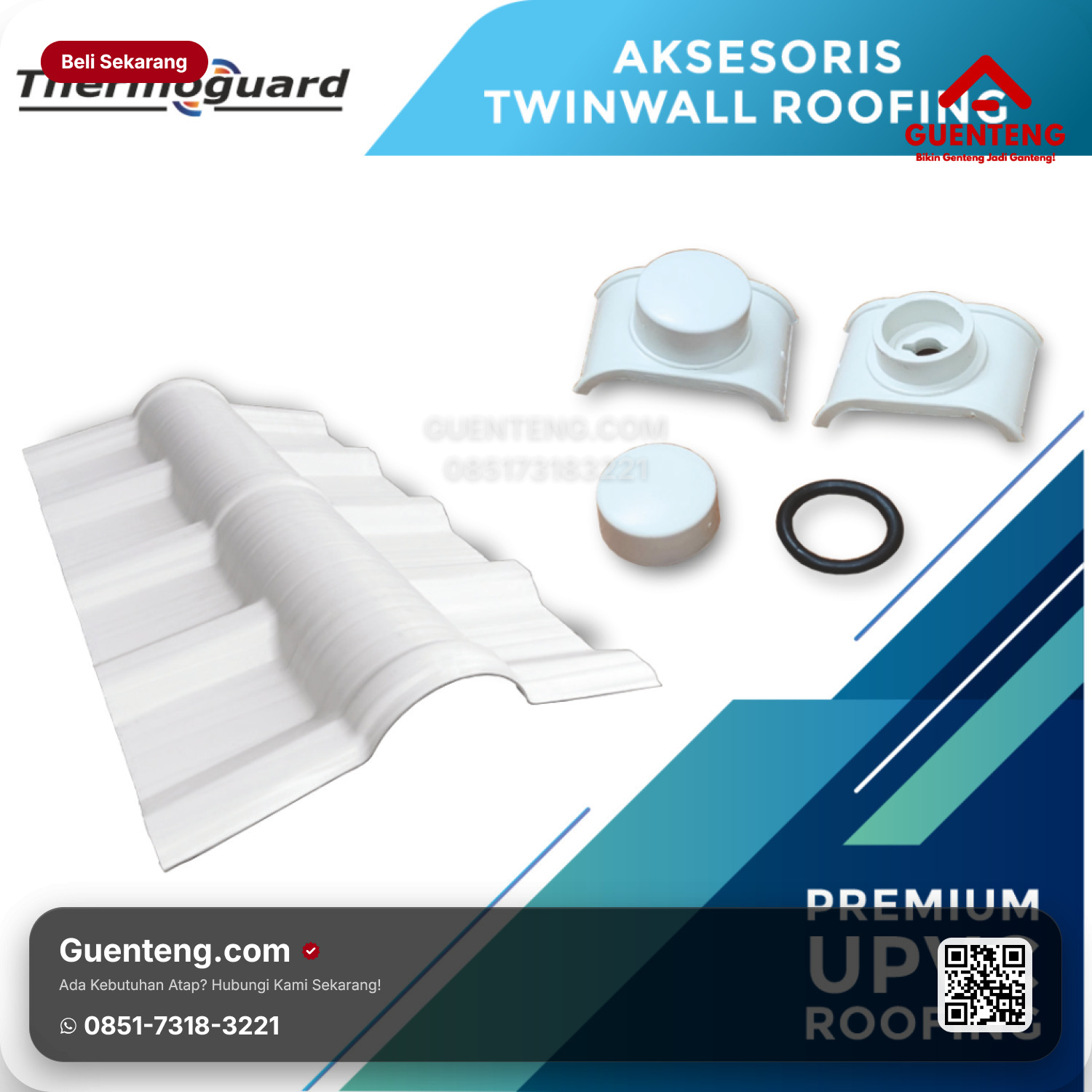 Atap Plastik Aksesoris uPVC Thermoguard Nok untuk Single Layer ROOF (Single Layer) T: 1.2mm /pc