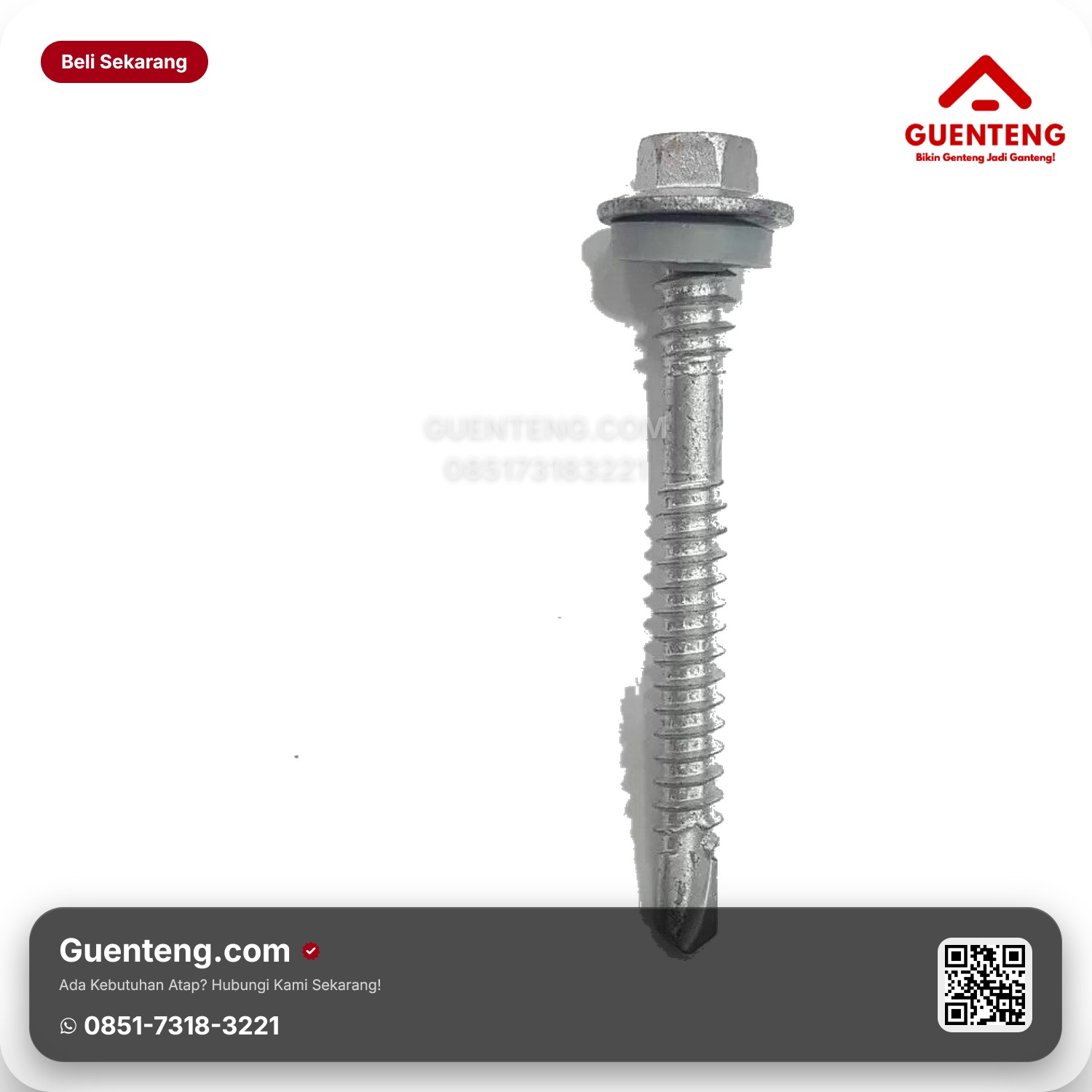 Jual Genteng Sekrup Genteng ke Reng M8 x 2" Murah Berkualitas Jabodetabek