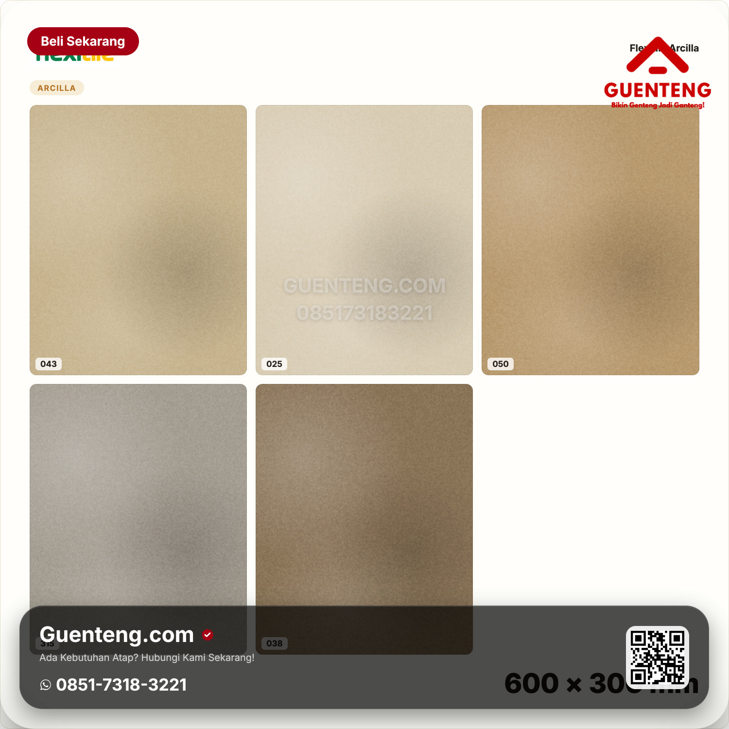 Genteng Flexitile Arcilla 043, 025, 050, 315, 038