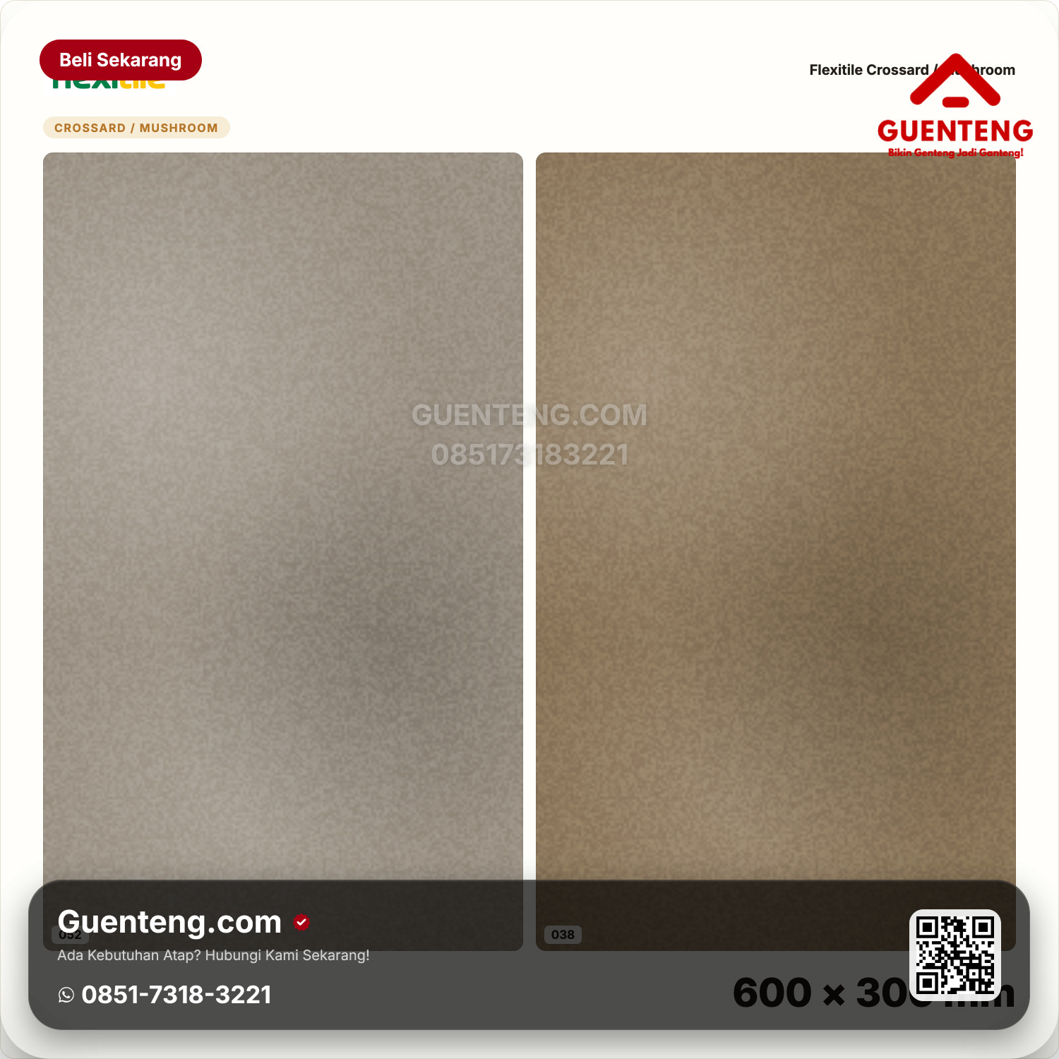 Genteng Flexitile Crossard / Mushroom 052, 038