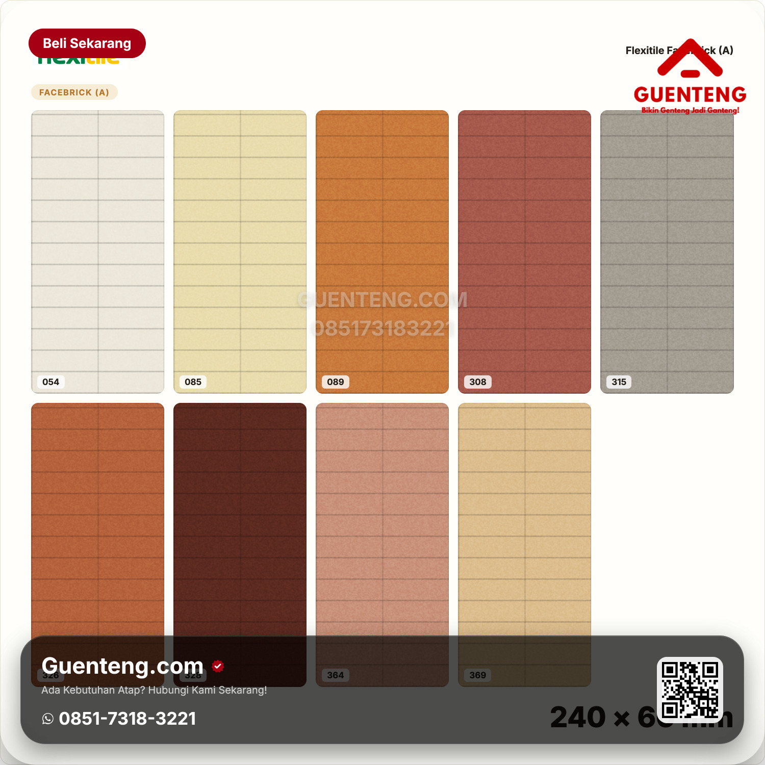 Genteng Flexitile Facebrick (A) 054, 085, 089, 308, 315, 326, 364, 328, 369