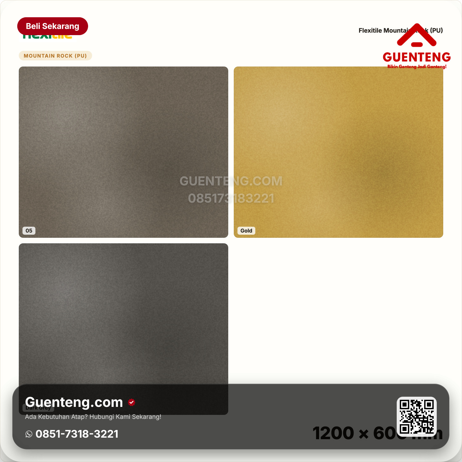 Genteng Flexitile Mountain Rock (PU) Deco 05, Gold, Dark Grey