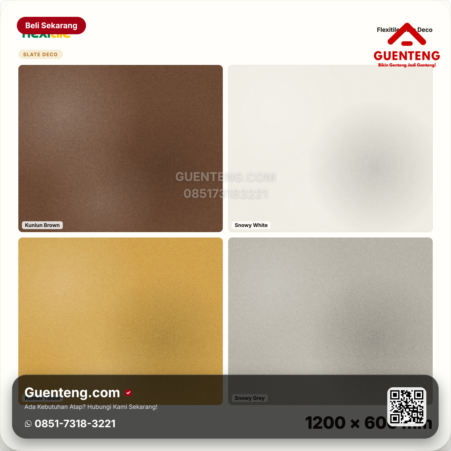 Genteng Flexitile Slate Deco Kunlun Brown, Snowy White, Yellow, Grey