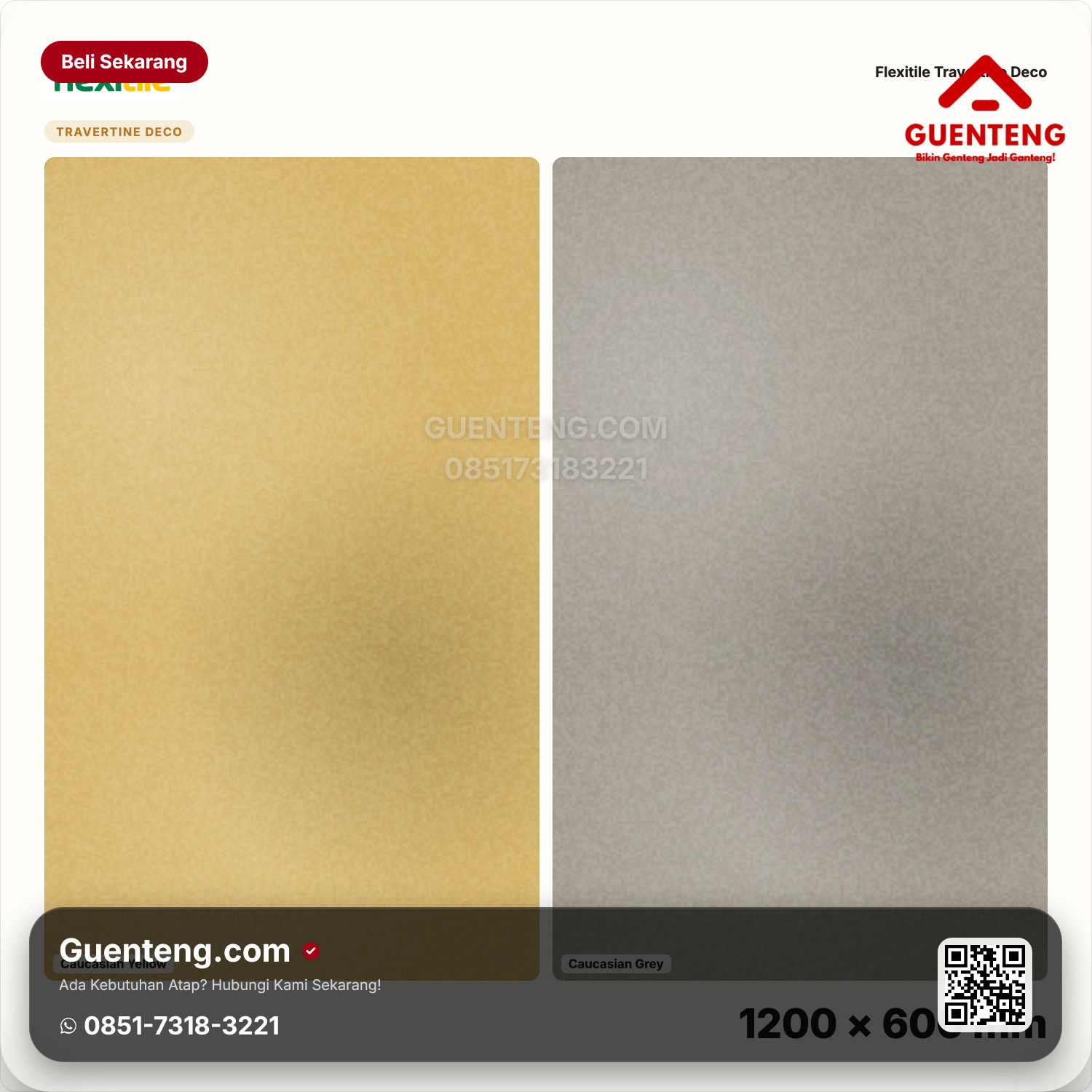 Genteng Flexitile Travertine Deco Caucasian Yellow, Grey, Red Sea Grey