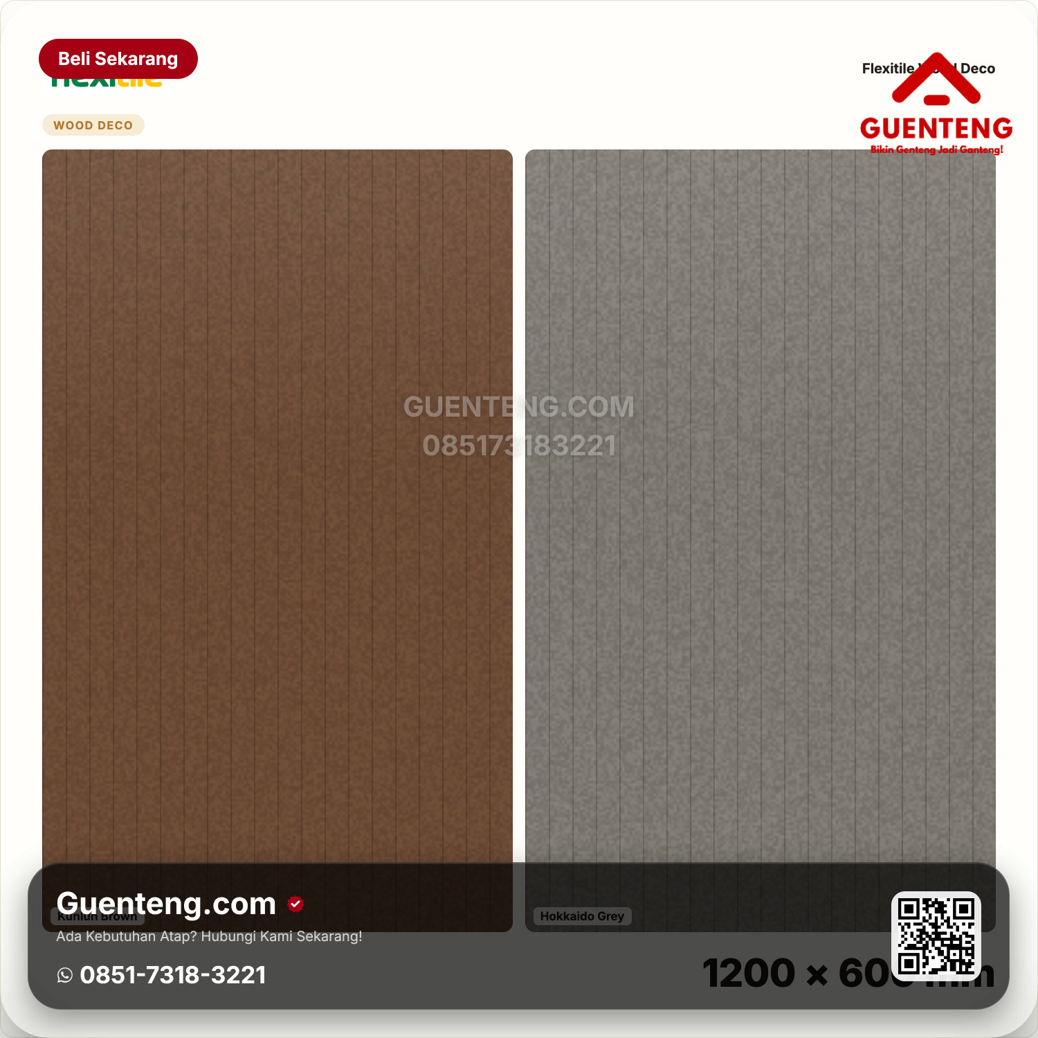 Genteng Flexitile Wood Deco Kunlun Brown, Hokkaido Gray, Maca Grey