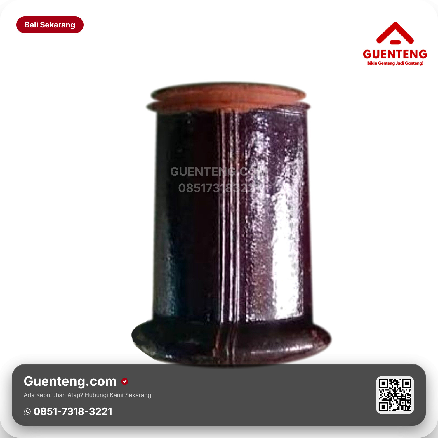 Genteng Tanah Liat Aksesoris Nok Atas Bulat Jatiwangi Warna Glazur Brown