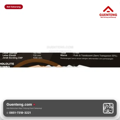 Atap uPVC Hololite 6mm (Efektif 93cm) - Putih