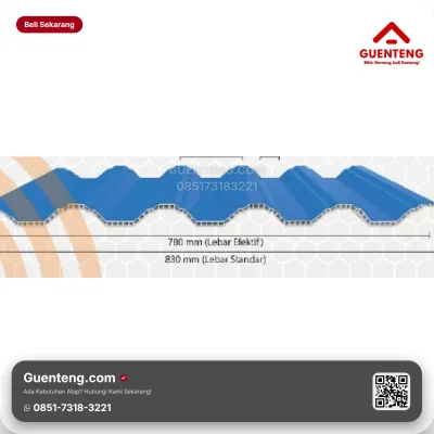 Atap uPVC Holodeck 12mm ASA (Efektif 78cm) - Biru / Hijau / Merah