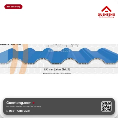 Atap uPVC Holodeck SL 83 12mm ASA (Efektif 83cm) - Biru / Hijau / Merah