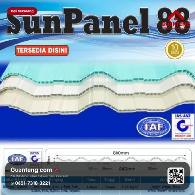 SunPanel 88 Atap uPVC Biru Doff & White Tahan Asam